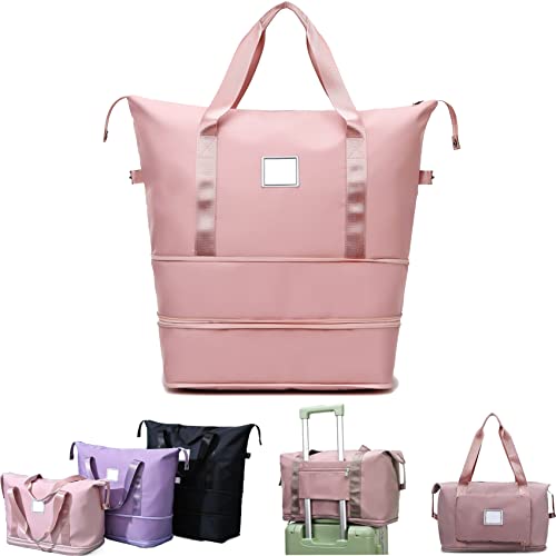 Gpmsign Travel Bag, Large Capacity Folding Travel Bag, Waterproof Expandable Duffel Gym Tote Bag for Women Men (Pink) von Camic