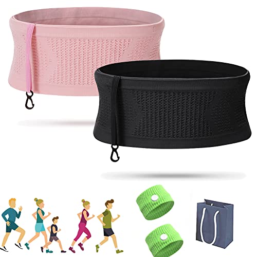 Multifunctional Knit Breathable Concealed Waist Bag,Adjustable Running Belt,Universal Waist Bag with Large Capacity,for Women Men Outdoor Activities (Pink+Black,S) von Camic