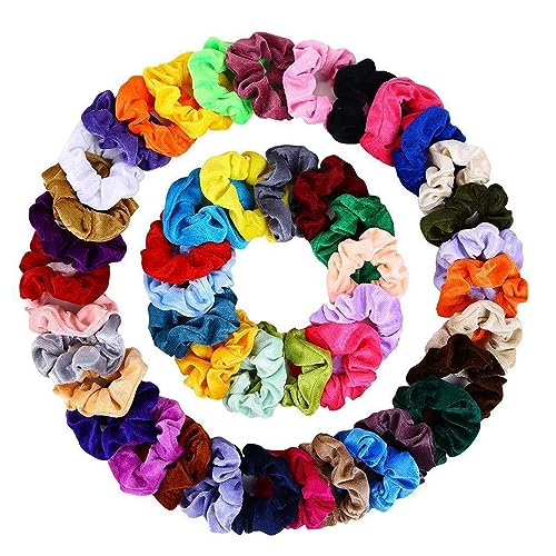 Camidy 46 Pack Velvet Scrunchies Assorted Colors Velvet Hair Bands Hair Scrunchies Hair Ties Ropes Elastic Ponytail Holders for Women Girls von Camidy