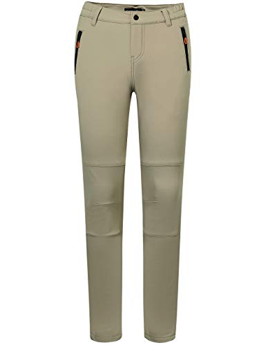 Camii Mia Damen Winter Wanderhose Outdoorhose Fleece Gefüttert Thermohose Warm Winddicht Wasserdicht (Kahki, 32W / 30L) von Camii Mia