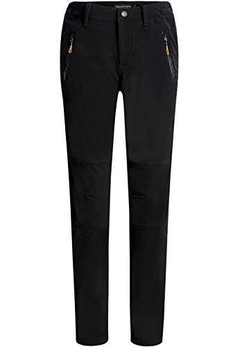 Camii Mia Damen Winter Warm Outdoor Slim Winddicht Wasserdicht Ski Schnee Fleece Wanderhose - Schwarz - 32W x 30L von Camii Mia