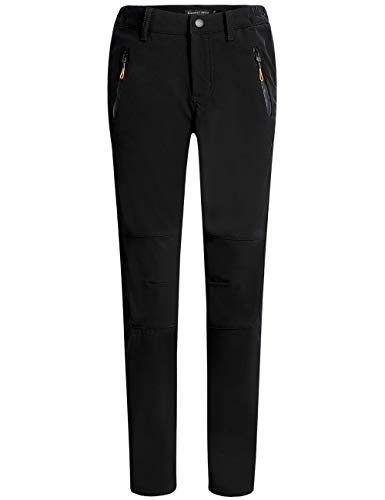 Camii Mia Damen Wanderhose Fleece Gefüttert Winter Warm Winddicht Wasserdicht Thermohose Thermo Outdoorhose, Schwarz, 38W x 30L von Camii Mia