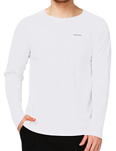 Camii Mia UV Shirt Herren Wasser UPF 50+, Rashguard Herren Sonnenschutz Langarmshirt für Outdoor Sports (Weiß, Small) von Camii Mia