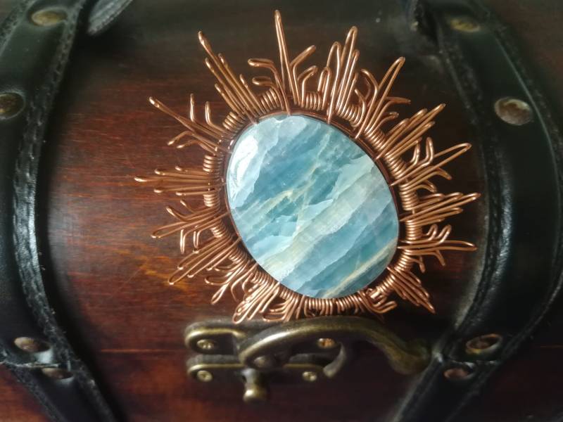 Anhänger Aus Kupfer Mit Blauem Kalkstein von CamilacreationsCH