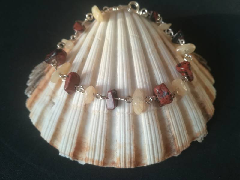 Armband Aus Silber Mit Achat Und Braune Obsidienne von CamilacreationsCH