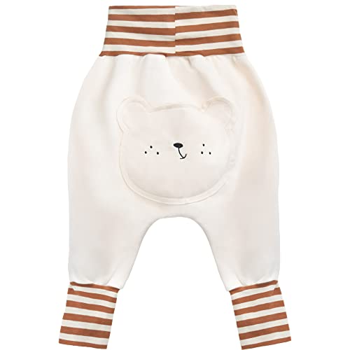 Baby Kleinkind Jungen Mädchen Baumwolle Pumphose Schlupfhose Mitwachshose Elastischer Hoher Bund Baby Hose Lässige Jogginghose Weich Komfort Babyhose - Bär Pattern Einfarbig Beige Herstellungsgr. 100 von Camilife