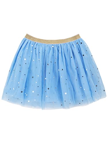 Baby Kleinkind Kinder Mädchen Tüllrock Sternen Monde Pailletten Prinzessinrock glänzende Minirock Tuturock Ballett Rock mit Elastischer Bund Süß Lieblich Weich - Hellblau Größe 2-3 Jahre alt von Camilife