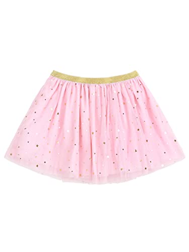Baby Kleinkind Kinder Mädchen Tüllrock Sternen Monde Pailletten Prinzessinrock glänzende Minirock Tuturock Ballett Rock mit Elastischer Bund Süß Lieblich Weich - Hellrosa Größe 18-24 Monate von Camilife