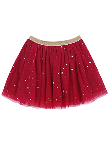 Baby Kleinkind Kinder Mädchen Tüllrock Sternen Monde Pailletten Prinzessinrock glänzende Minirock Tuturock Ballett Rock mit Elastischer Bund Süß Lieblich Weich - Rot Größe 12-18 Monate von Camilife