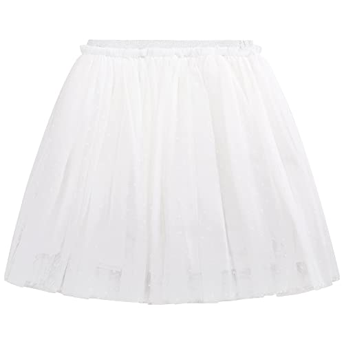 Baby Kleinkind Kinder Mädchen Tutu Rock Prinzessinrock Minirock Tüllrock Ballett Tütü Rock mit Elastischer Bund klassisch kleine Gepunktet Kurzer Rock - Weiß Herstellergr. 100 von Camilife