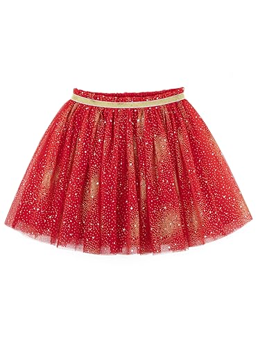 Baby Kleinkind Kinder Mädchen Tuturock Sternenhimmel Pailletten Prinzessinrock Minirock Tüllrock Ballett Rock mit Elastischer Bund Lieblich - Rot Herstellergr. 100 von Camilife