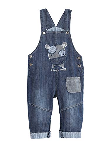 Camilife Baby Jungen Mädchen Jeans Latzhose Strampler Overall Weiche Baumwolle Denim Hose Dünn für Frühling Sommer I Love Milk Pattern Größe 80-86 von Camilife