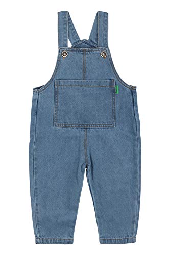 Camilife Baby Kleinkind Jungen Mädchen Basic Denim Latzhosen Overall Baumwolle Jeans Hose mit Hosenträger - Einfarbig Classic Hellblau Jeans Herstellergr.90 von Camilife