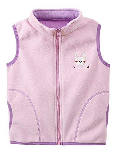 Camilife Baby Kleinkind Kinder Mädchen Polar Fleece Weste Stehkragen Reißverschluss Fleeceweste Kinderweste Ärmellose Kinderjacke Cartoon Häschen Pattern Pink Herstellergr. 100 von Camilife