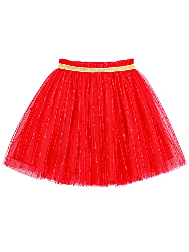 Camilife Baby Kleinkind Kinder Mädchen Tutu Rock Sternenhimmel Pailletten Prinzessinnenrock Minirock Tüllrock Ballettrock mit elastischem Bund Schöne MODUS für 2-10 Jahre alt, rot, 2-3 Jahre von Camilife