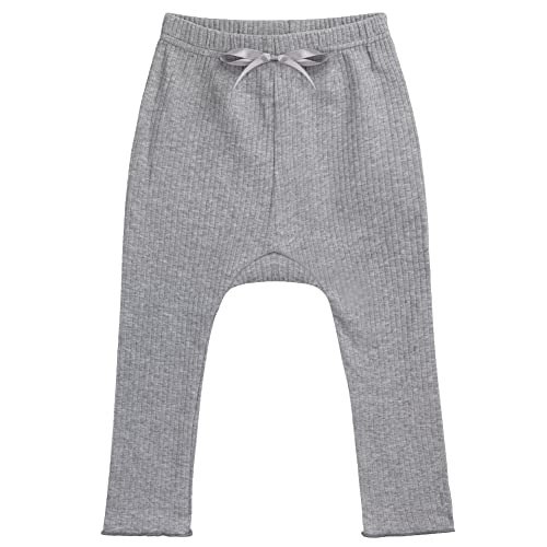 Camilife Baby Kleinkind Mädchen Baumwolle Leggings Pumphose Mitwachshose Elastische Bund Weich Komfort Basic Rippen Babyhose für Frühling Sommer Herbst - Einfarbig Grau Herstellungsgr. 100 von Camilife