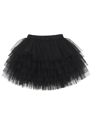Camilife Baby Kleinkind Mädchen Tuturock Kuchenrock Tütürock Stufenrock Prinzessinrock Minirock Ballett Kostüm Tutu mit Elastischer Bund Basic - Schwarz Herstellergr. 80 von Camilife