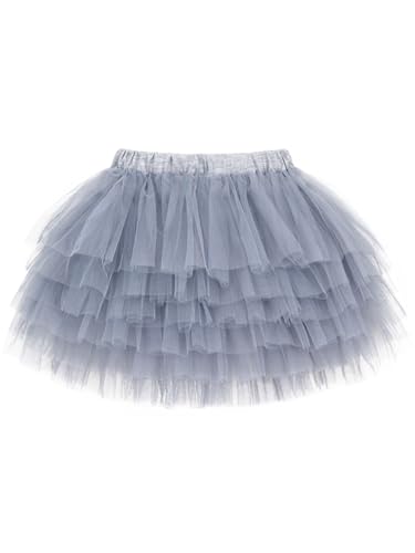 Camilife Baby Kleinkind Mädchen Tuturock Kuchenrock Tütürock Stufenrock Prinzessinrock Minirock Ballett Tutu mit Elastischer Bund Kostüm Basic - Blaugrau Herstellergr. 90 von Camilife