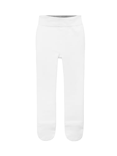 Camilife Kinder Mädchen Thermo Strumpfhose Verdickt Tights Leggings mit Fuß Gestrickte Pantyhose Hochelatisch Super Warm für Herbst Winter 0-15°C Atmungsaktiv - Weiß Herstellergr. XXL von Camilife
