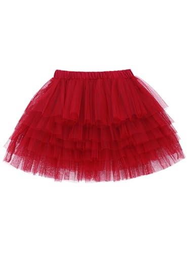 Camilife Kleinkind Kinder Mädchen Tuturock Kuchenrock Tütürock Stufenrock Prinzessinrock Minirock Ballett Tutu mit Elastischer Bund Kostüm Basic - Bordeaux Herstellergr. 100 von Camilife