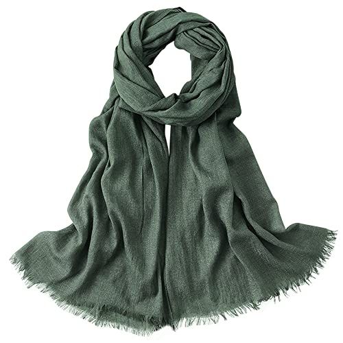 Damen Herren Lange Schal Viskose Halstuch Tücher Stolen Groß Strand sonnenschutz Schultertuch Wickeln mit Fransen Weich Komfort Atmungsaktiv Einfach Basic 95×195cm - Einfarbig Dunkelgrün #B83 von Camilife