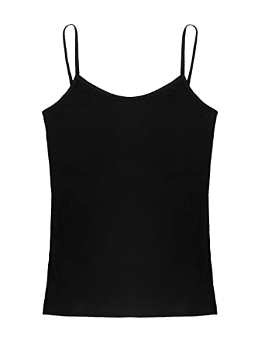 Damen Trägertop Camisole Tanktop Cami Top Ärmellos T-Shirt Hochelastisch Normal Fit Ultradünn Unterhemd Atmungsaktiv All-Match Casual Sommer Top - Einfarbig Schwarz Herstellergr. XXL von Camilife
