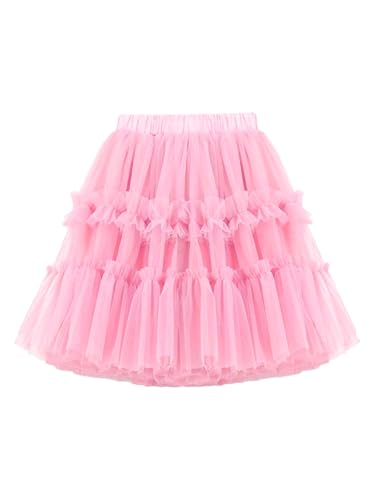 Kinder Mädchen Tuturock Minirock Tüllrock mit Falte Tütürock Prinzessinrock Ballett Tutu mit Elastischer Bund Kurzer Rock - Hellrosa Herstellergr. 150 von Camilife