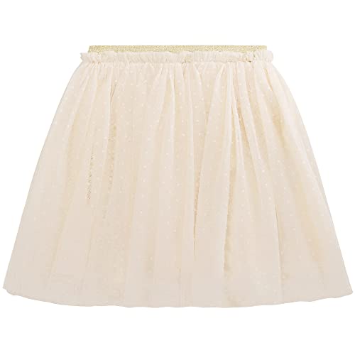 Kinder Mädchen Tuturock Prinzessinrock Minirock Tüllrock Ballett Tütü Rock mit Elastischer Bund klassisch kleine Gepunktet Kurzer Rock - Beige Herstellergr. 120 von Camilife
