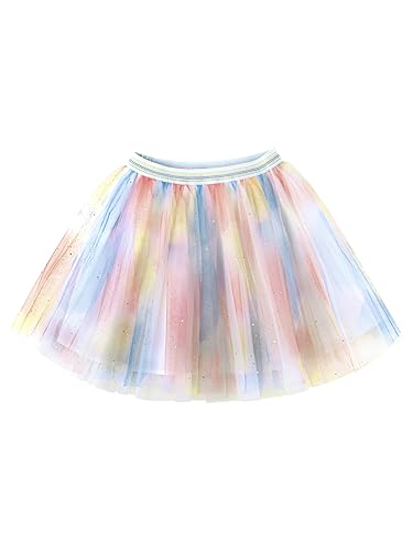 Kinder Mädchen Tuturock Sternenhimmel Pailletten Prinzessinrock Minirock Tüllrock Ballett Rock mit Elastischer Bund - Hellrosa Hellblau Herstellergr. 140 von Camilife