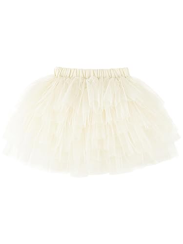 Kleinkind Kinder Mädchen Tuturock Kuchenrock Tütürock Stufenrock Prinzessinrock Minirock Ballett Tutu mit Elastischer Bund Kostüm Basic - Beige Weiß Herstellergr. 110 von Camilife