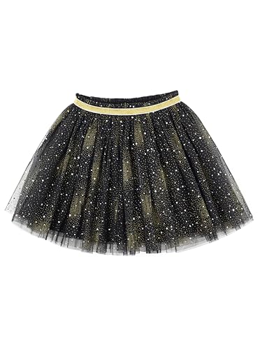Kleinkind Kinder Mädchen Tuturock Sternenhimmel Pailletten Prinzessinrock Minirock Tüllrock Ballett Rock mit Elastischer Bund Lieblich - Schwarz Herstellergr. 110 von Camilife
