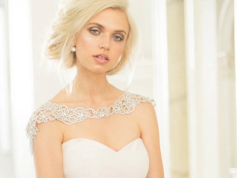 Braut Schulter Halskette Kristall Perlen Capelet Jeweled Hochzeit Bolero Crochet Cover Up Topper Strass Fransen Cape Art Deco, Shailenne von CamillaChristine