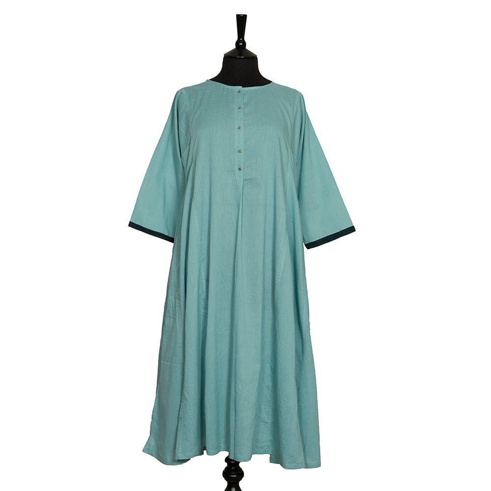 Sale Button Dress - Hellblaues Kleid Mit Knöpfen 100% Baumwolle/Knopfleiste Kleid/Locker Sitzendes Kleid/Bequemes von CamillaCostello