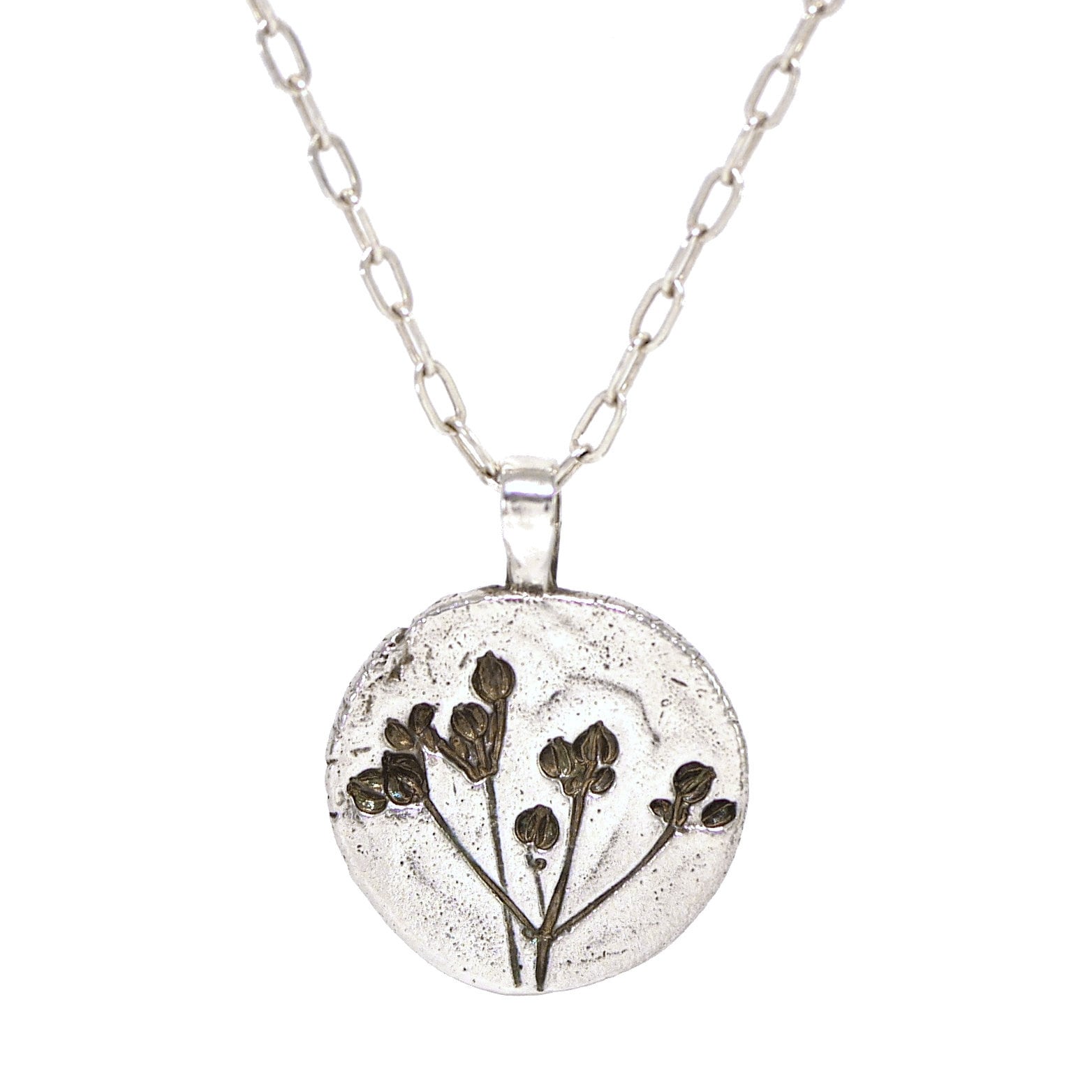 Sterling Silber Halskette Anhänger Gepunzt Flache Stein Petersilie Wildblumen Kernkopf Natur Bio Sterling Silber Halskette Anhänger Gepunzt Flache Stein Petersilie Wildblumen Kernkopf Natur Bio von CamillaWestJewellery