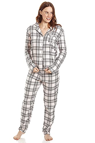 Camille Damen Verschiedenfarbig Kariert Print Flanell Pyjama Sets 42 Cream/Black von Camille