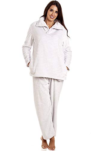 Camille Gestreifte Pyjama-Sets für Damen 46/48 Light Grey von Camille