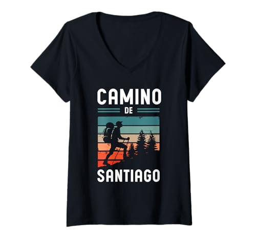 Damen Camino de Santiago Shirt Wandern Pilgern Buen Camino Geschen T-Shirt mit V-Ausschnitt Damen Camino de Santiago Shirt Wandern Pilgern Buen Camino Geschen T-Shirt mit V-Ausschnitt von Camino Santiago Pilgern Wandern