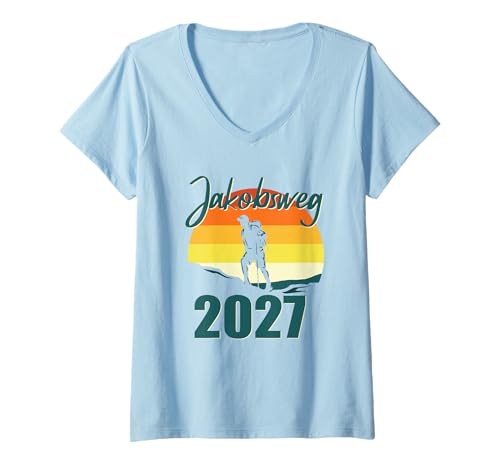 Damen Camino de Santiago 2027 Shirt Wandern Pilgern Buen Camino T-Shirt mit V-Ausschnitt Damen Camino de Santiago 2027 Shirt Wandern Pilgern Buen Camino T-Shirt mit V-Ausschnitt von Camino de Santiago Hiking Pilgrimage Gift
