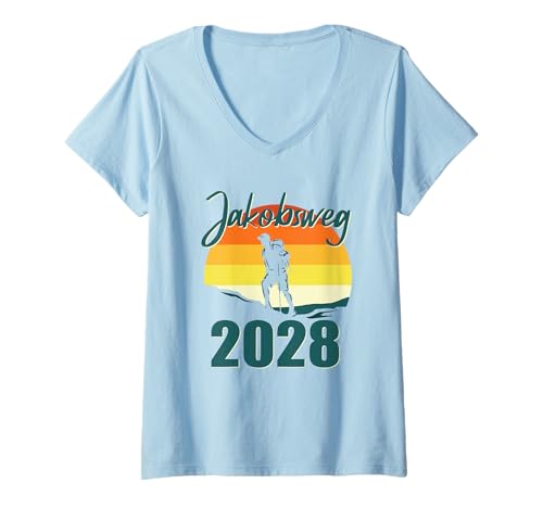 Damen Camino de Santiago 2028 Shirt Wandern Pilgern Buen Camino T-Shirt mit V-Ausschnitt Damen Camino de Santiago 2028 Shirt Wandern Pilgern Buen Camino T-Shirt mit V-Ausschnitt von Camino de Santiago Hiking Pilgrimage Gift