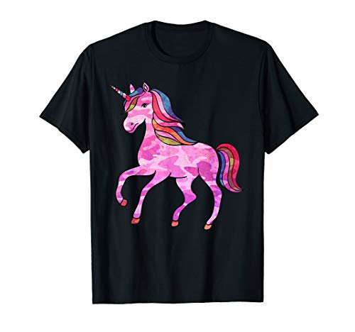 Rosa Tarnung Einhorn Kinder Niedliches Geschenk T-Shirt von Camo Pink Camouflage Apparel Co