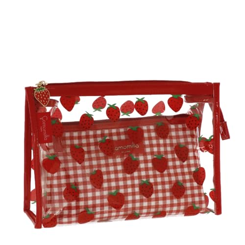 Camomilla 2er-Set Damen Kosmetiktaschen, Kollektion Berry, Farbe Rot von Camomilla