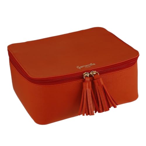 Camomilla Damen Schminktasche, Quadratische Schmuckkästchen, Kollektion Jewel, Größe L, Farbe Orange von Camomilla