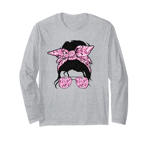 Pink Camouflage Camo Messy Bun Hunting für Mädchen Frauen Kinder Langarmshirt Pink Camouflage Camo Messy Bun Hunting für Mädchen Frauen Kinder Langarmshirt von Camouflage Messy Bun Hunting Designs Co.
