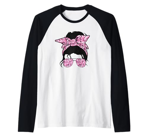 Pink Camouflage Camo Messy Bun Hunting für Mädchen Frauen Kinder Raglan Pink Camouflage Camo Messy Bun Hunting für Mädchen Frauen Kinder Raglan von Camouflage Messy Bun Hunting Designs Co.