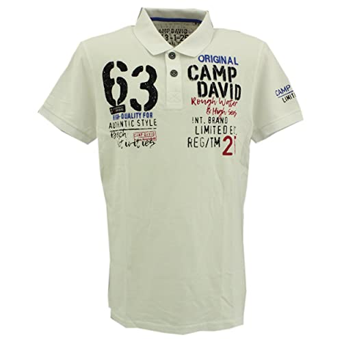 Camp David, Kurzarm Polohemd Poloshirt Pique White L von Camp David