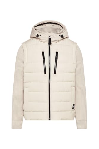 Camp David Herren 2-in-1 Steppweste mit abtrennbaren Strickärmeln Light Sand, M von Camp David