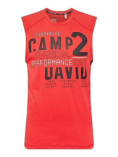 Camp David Herren Ärmelloses Shirt mit Folien-Prints Power Red XXL von Camp David