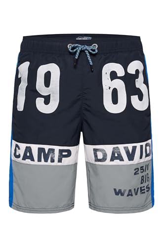 Camp David Herren Badeshorts mit Colour-Blocking und Prints Blue Navy XL von Camp David