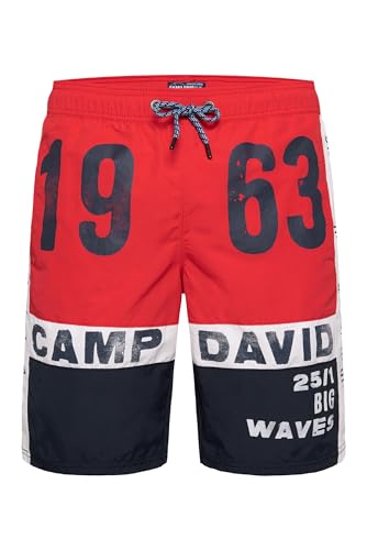 Camp David Herren Badeshorts mit Colour-Blocking und Prints Mission Red XXXL von Camp David