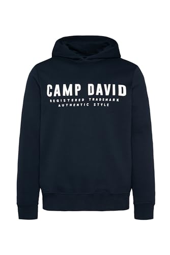 Camp David Herren Basic Hoodie mit Logo Print Blue Navy 4XL von Camp David